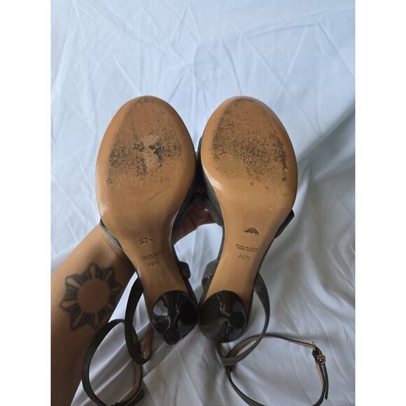 Emporio Armani Womens Size 7.5 Olive Green Suede Stiletto 5" Heels Wedding 38.5 - Picture 7 of 11